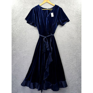 LANE BRYANT Dress Women 18 20 Blue Velvet Formal Event Evening Wedding